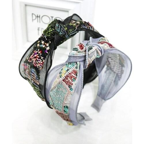 MISANANRYNE Lace Embroidery Headbands For Women Hair Accessories Korea Headband for Girls Hairbands Geometry Head Wrap