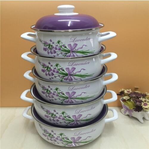 5 Pots a set of Enamel Soup Pot Stew Pot 18/20/ 22/24/26CM Soup Cooker Kitchen Pots Cooking Pots set