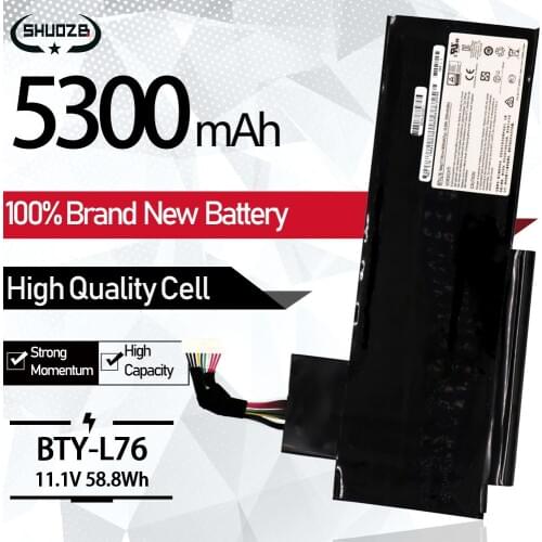 New BTY-L76 Laptop Battery For MSI GS70 2OD 2PC 2PE 2QC 2QD 2QE GS72 MS-1771 MS-1772 MS-1773 MS-1774 MEDION X7613 MD98802 58.8Wh