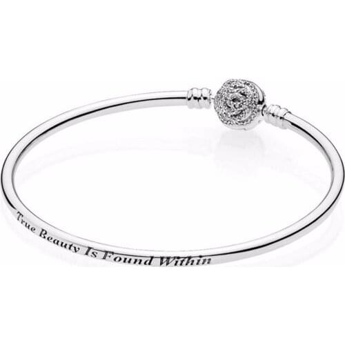 New 100% 925 Sterling Silver Bracelet Silver Diseny, Beauty&The Beast Bangle Bracelet Fit European Charms Diy Jewelry