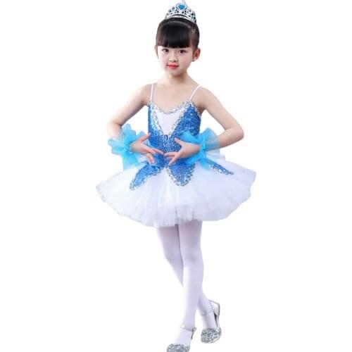 New Ballet Tutu Skirt Children Sequin Sling Dance Practice Clothes Tutu Dress Children Ballet Dance Performance/Practice Costume
