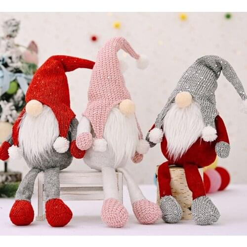 New Santa Claus Doll Ornaments Christmas Decorations Knitted Faceless Doll Standing Pose Doll Ornamentsfor Home