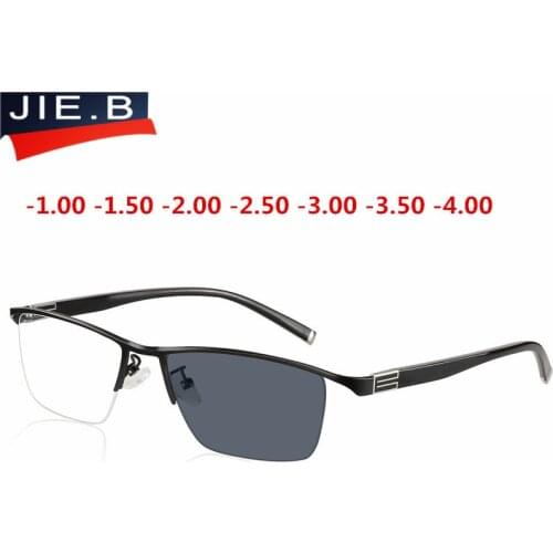 Myopia Sunglasses Photochromic Finished Men Women Myopia Eyeglasses Frame with color lens Sun glasses Myopia Eyewear -1.0 -1.5