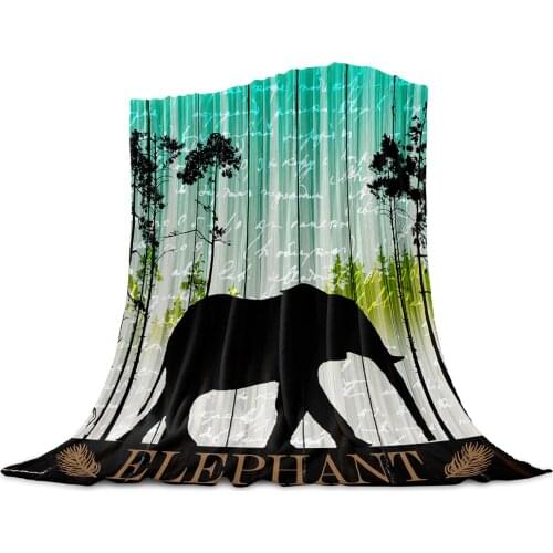 Living Room Sofa Blanket Wood Grain Forest Elephant Children Soft Throw Blanket Travel Airplane Hotel Portable Warm Thin Blanket