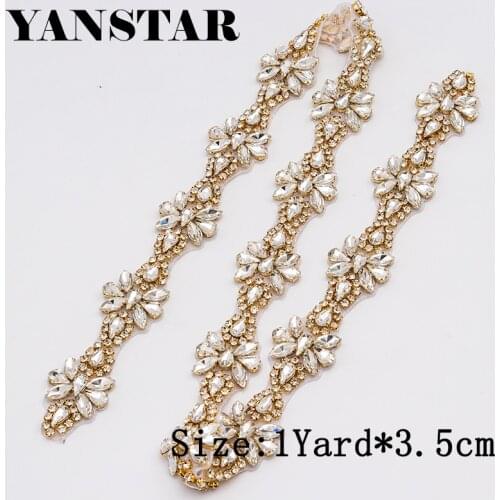YANSTAR Wholesale Rhinestones Appliques The 30 Yard *3.5cm Rhinestones Trim For Wedding Dress Belts YS974