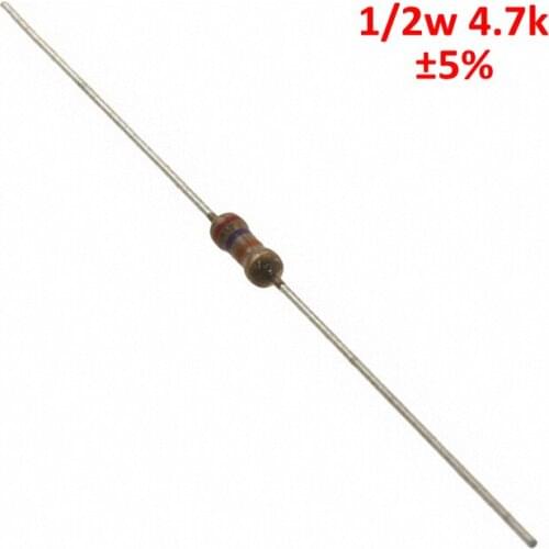 PHISCALE 500pcs Resistor 4.7kOHM 1/2W 5% Tolerance