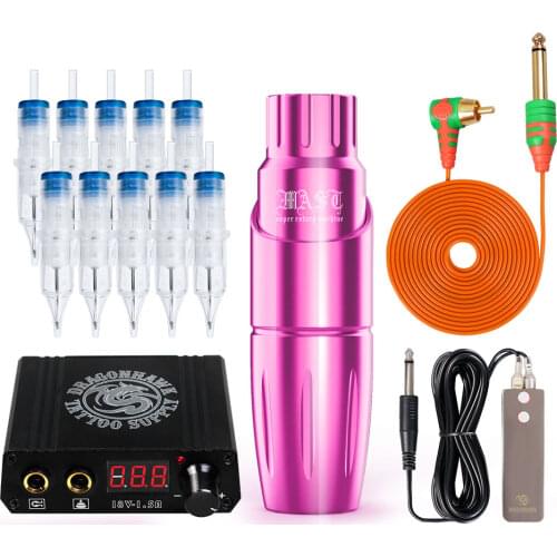 Professional Mast Dragonhawk Tattoo Machine Motor Rotary Gun Permanent Makeup Set Kit Pen Power Supply Needles
