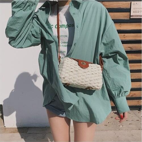 Travel pillow bag straw straw handbag summer beach shoulder bags for ladies crossbody messenger bag sac main femme