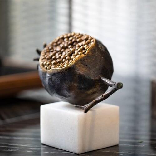 Modern Luxury Marble Base Pomegranate With Branches Sculpture For Room Sales Office Restaurant Coffee Table Soft Decor Ornaments