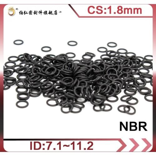 Nitrile Rubber O-Ring 50PCS/lot Black NBR Sealing CS1.8mm IDID7.1/7.6/8/8.5/9/9.5/10/10.6/11.2mm O-Ring Seal Gasket Ring