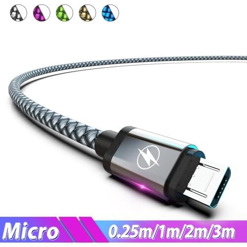 1/2/3 Meter Micro USB Charge Cable 25cm Short Microusb Cabel Nylon Long Kabel for Huawei Honor P9 Lite 8x Max P10 Lite Y9 7c 7x