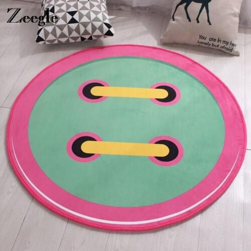 Zeegle Cartoon Round Carpet For Living Room Floor Mat Kids Room Rugs Non-Slip Crawling Mats Computer Chair Decor Carpet
