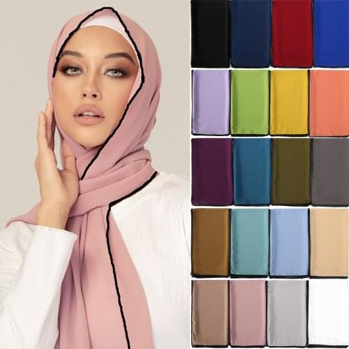 Color Match Chiffon Hijab Veil Scarves for Muslim Women Headband Breathable Islamic Plain Headscarf 2021 Turban Hijab Head Wrap