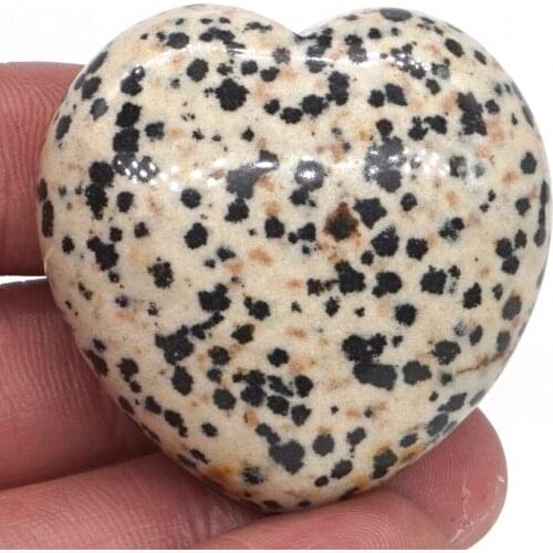 1.5" Puffy Love Heart Assorted Natural Dalmation Jasper Crystal Hand Carving Reiki Healing Energy Chakra Gift