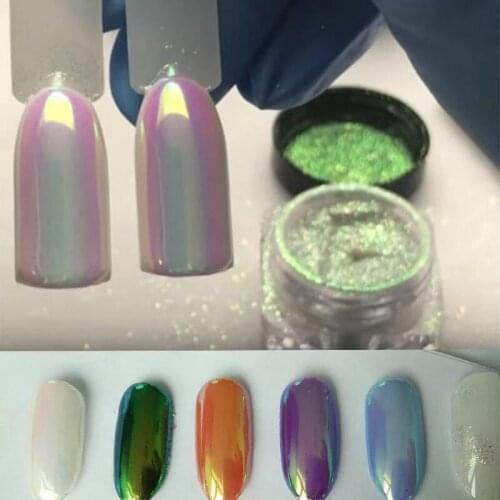 1jar Chrome Unicorn Pigment Aurora Glitter 80um Color-Shift Pearly Powder Manicure Crafts Mica DIY Powder Nail Arts Glitter FT50