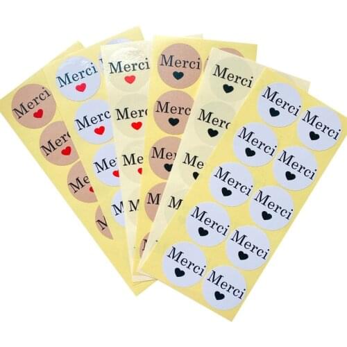 1000Pcs Wholesale Merci Love red black Heart Cake Packaging Sealing Label party gift stickers transparent white cowhide 3.5CM