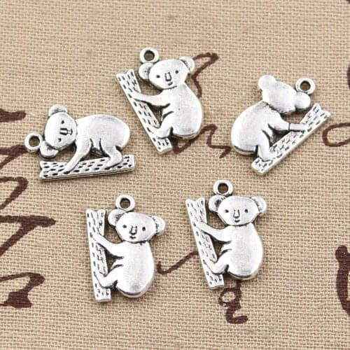 15pcs Charms Koala Bear 20x14mm Handmade Craft Pendant Making fit,Vintage Tibetan Bronze Silver color,DIY For Bracelet Necklace