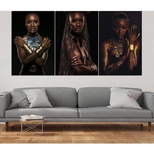 3 Pieces Diamond Embroidery African woman 5D DIY Diamond Painting Full Square Round Mosaic Diamond Painting Cross Stitch