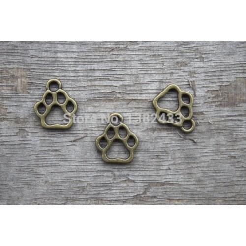 30pcs--Dog Paw Charms, Antique bronze Dog Paw charm pendants 17x19mm