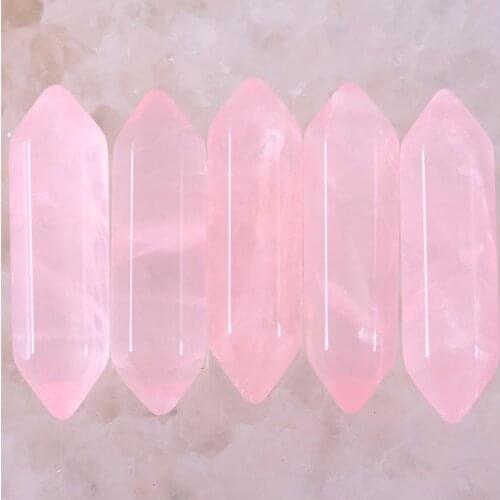 8x32MM Natural Stones Pink Crystal Hexagonal Beads No Drilling Hole Fit Necklace Pendant For Man Women Jewelry Gift 5Pcs K398