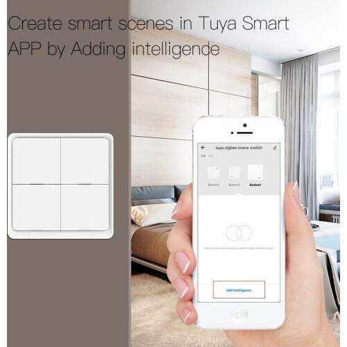 Wireless Tuya ZigBee 4 Gang 12 Scene Switch Push Button Controller Battery Powered Automation Switch Work With Alexa Google Home