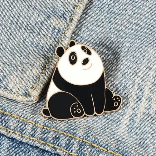 Cute Smile Panda Enamel Pin Cartoon Animal Bear Brooch Denim Jackets Lapel Pin Buckle Badge Funny Jewelry Gift for Friends Kids