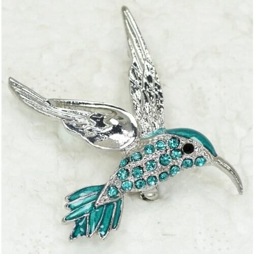Blue Rhinestone Enamel HummingBird Pin brooches C099 T