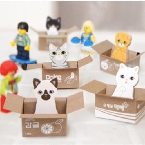 1 Piece Originality Cartoon Cardboard Cute Cat Kitty House Note Pad Paper Memory Card Memo for Home Office School Bar Desk Deco