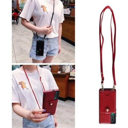 Wallet card shoulder strap pu leather case for huawei mate 20 pro lite p40 p30 pro lite case cover luxury protective phone bag