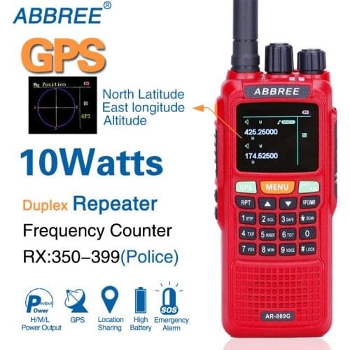 ABBREE AR-889G GPS SOS 10W 999CH Night Backlight Duplex Repeater Dual Band Dual Receiving Hunting Ham CB Radio Walkie Talkie