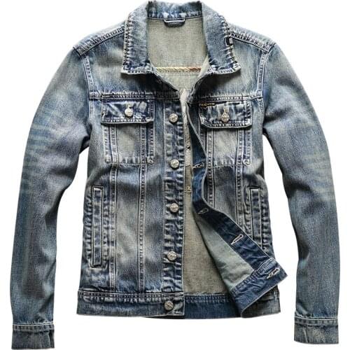 Men Denim Jacket Devil Dragon Embroidery Motorcycle Biker Jeans Jackets Man Casual Streetwear Vintage Punk Cowboy Coat