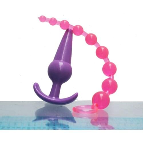 Erotic Butt Plug Anal Beads Type NEW 2pcs/set Jelly backyard Prostate Massager Adult Gay Adult Sex Products anus Sex Toys