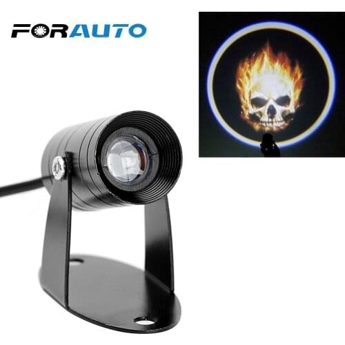 FORAUTO Ghost Rider Flaming Skull 3D LED Logo Light Motorcycle Spotlight Fog Lamp Logo Laser Projector Tail Lighting