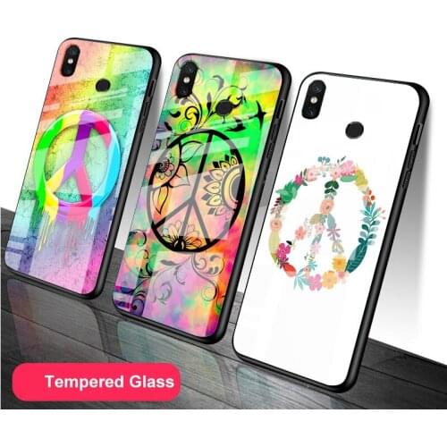 Hippie Psychedelic Art Peace Tempered Glass Phone Case For Redmi Note 5 6 7 8 9 Pro Note8T Note9S Redmi8 9 Cover Shell