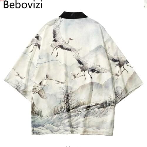 Crane Street Fashion Beach Japanese Kimono Plus Size 4XL 5XL 6xl Red Mujer Robe Cardigan Men Shirts Yukata Haori Women Clothing