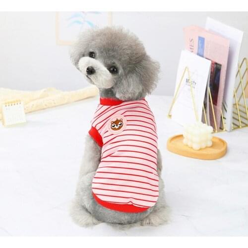 Dog Costume Stripe Design Round Neck Pet Cloth Cartoon Animal Printing Vest T-Shirt for Daily Life Summer Dogs Clothes Supplies