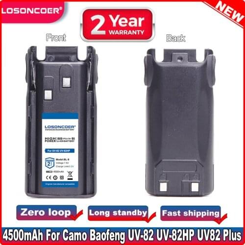LOSONCOER 4500mAh BL-8 Battery For Baofeng Walkie Talkie UV-82 UV-82HP UV82 Plus UV-8D UV-82WX UV-89 UV 82