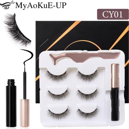 Magnetic Eyelashes 3D Mink Eyelashes Magnetic Eyeliner Waterproof Liquid Short False Lash Lasting Handmade Eyelash Makeup Tools