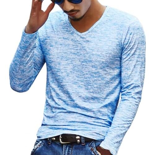 Men Top 2021 V Neck Male Shirt Elastic Top Simple Underwear Camouflage Long Sleeve Men Shirt for Autumn for Spring