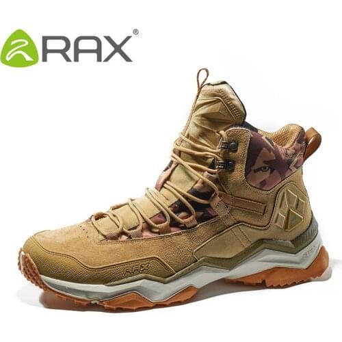RAX Men Hiking Shoes Antiskid Mountain Climbing Sneakers Women Breathable Geuine Leather Lightweight Trekking Outdoor Shoes Men