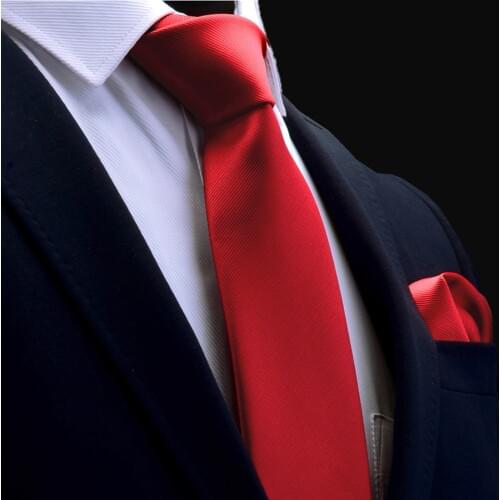 Ricnais Quality Tie Set For Mens 8cm Silk Necktie Handkerchief Sets Man Solid Red Gold Blue Neck Ties For Wedding Business Gift