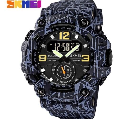 Top Brand SKMEI Wristwatch Fashion Mens Military Digital Watch 3 Time Led Watches Waterproof Chrono Men Watch Alarm Clock 2020