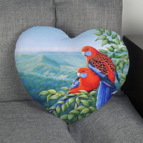 Custom Colorful Parrot Heart Shape Pillow Cover Custom Zipper Pillowcase Cover Wedding Home Office Decorative 1pcs custom