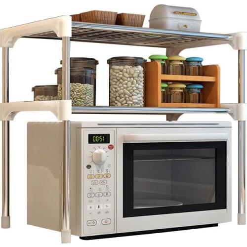 Stainless Steel Microwave Cabinet Shelving Kitchen Washing Machine Rack Bathroom Space Saver Shelf Organizer Holder