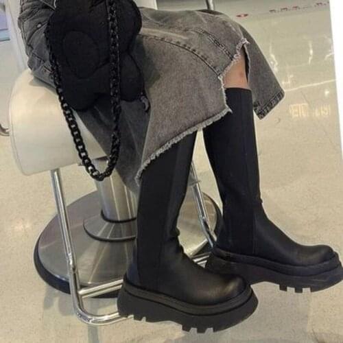 2021 autumn and winter new thick-soled over-the-knee boots womens Martin boots British style high boots