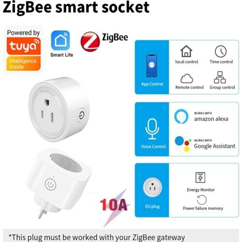 New Zigbee Smart Home Sockets Wireless Remote Voice Control Timer Socket Work with Alexa Google Home EU US Plug