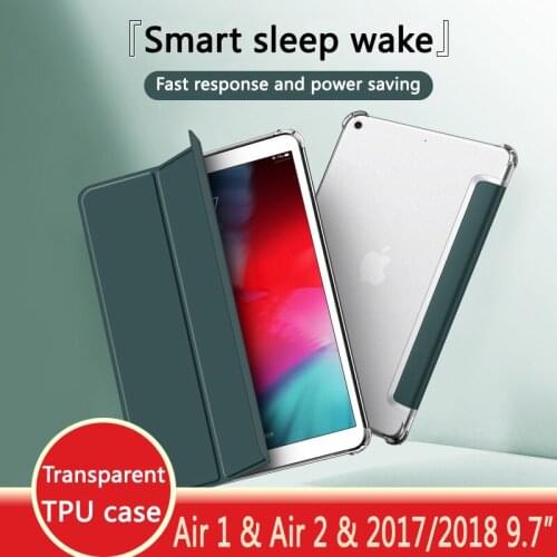 New case for iPad 9.7 inch 2017 2018 5th 6th generation magnet Cover Smart sleep wake Case Air 1 2 transparent TPU soft shell