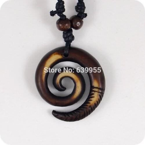 NEW Design Spiral Helix Resin Carving Pendant Necklace Amulet Lucky Gift Tribal Fashion Jewelry