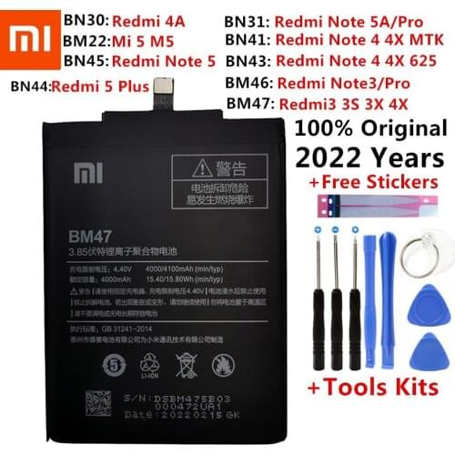 Xiao Mi Original Phone Battery For Xiaomi Redmi Note 3 5 pro 3S 3X 4 4X 4A 5A 5 Plus Mi 5 Mi5 M5 Prime S2 Replacement Batteries