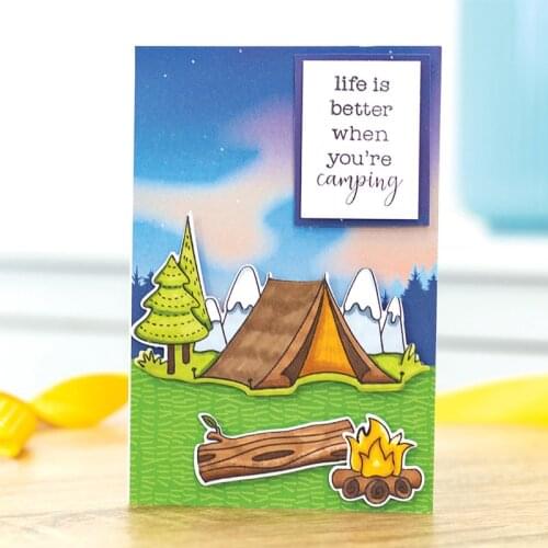 Camping Time Winter Series Metal Cutting Dies & Coordinating Stamp For Scrapbooking Cutting Dies Embossing Craft Card Making